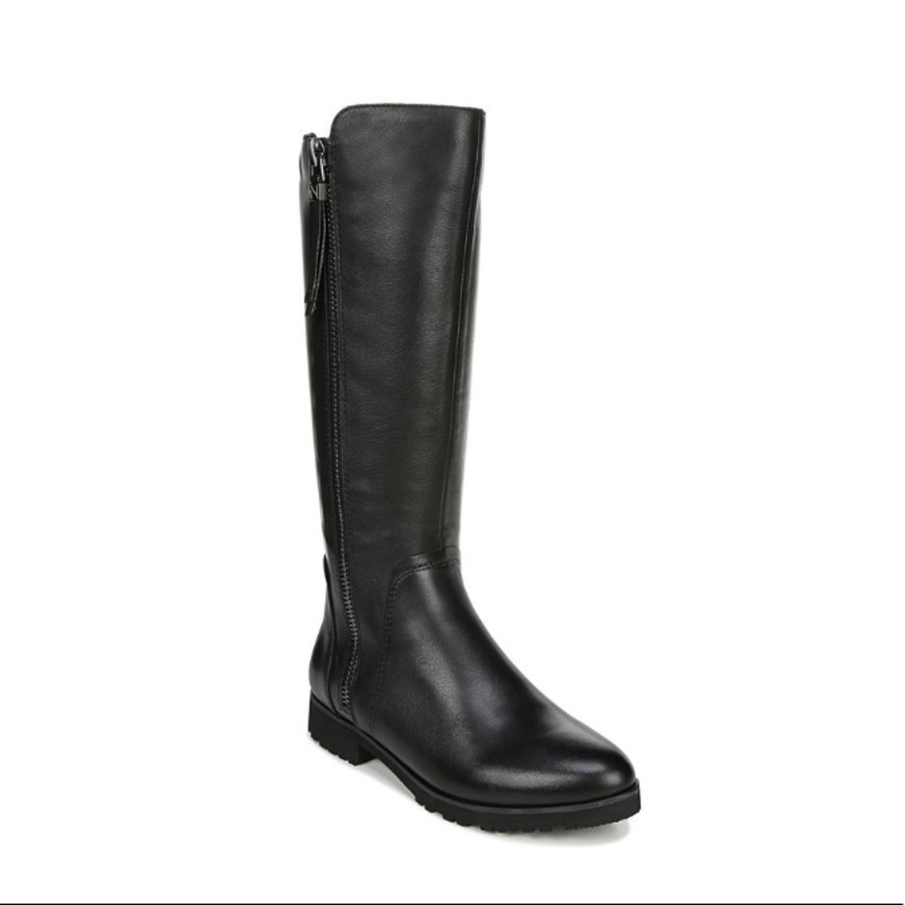 New Naturalizer Black Gael Leather Wide-Calf Boot Women’s Size 6